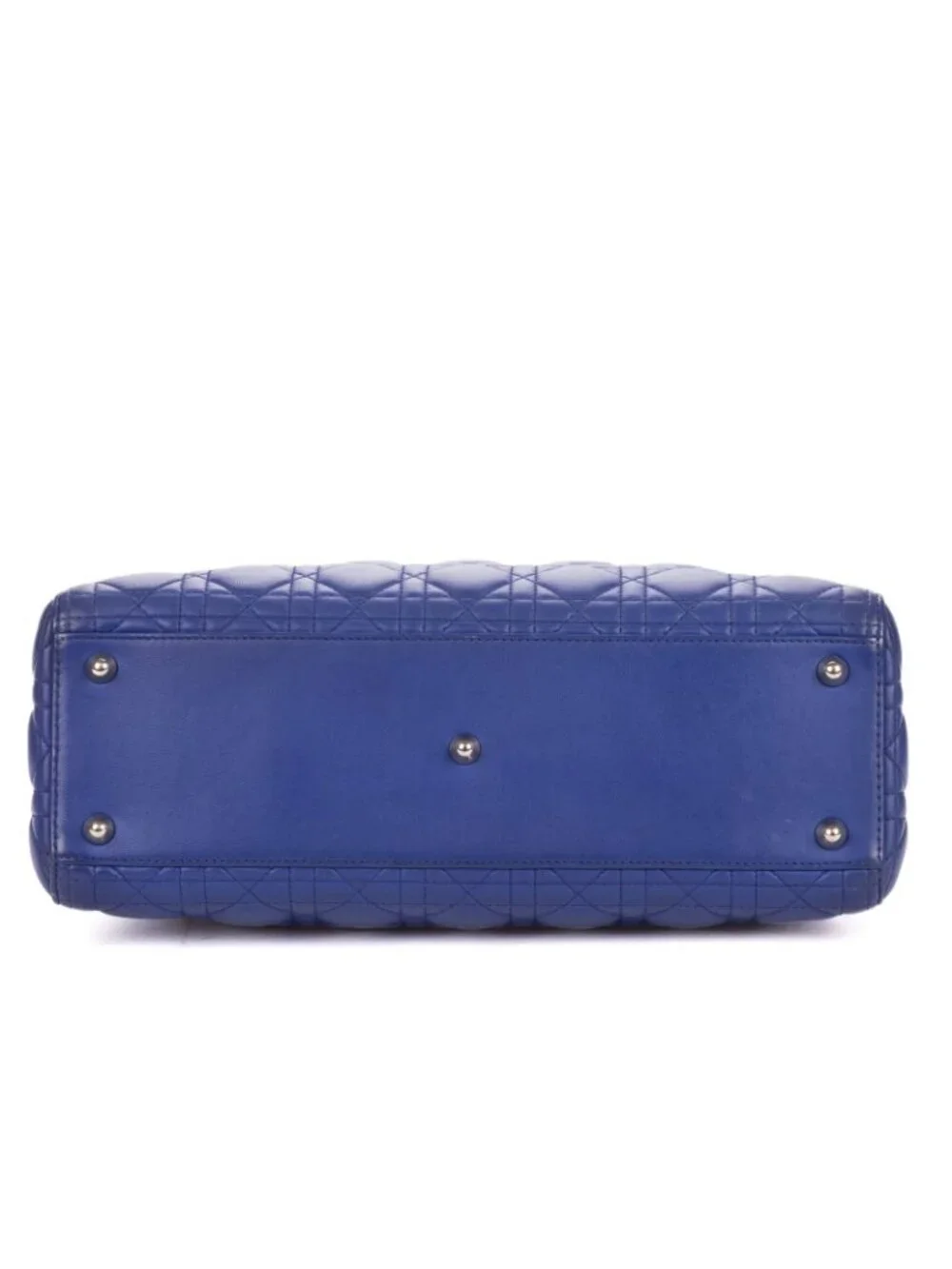 Dior Large Lady Dior Zip Blue Cannage Lambskin Leather Handbag
